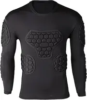 BUNIQ Youth Padded Shirt - Goalkeeper Jersey Black Long Sleeve,Football Compression Shirt Youth for Paintball Baseball, Mens Paintball Shirts