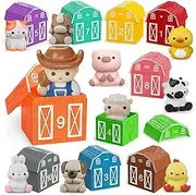 Learning Toy for Toddlers 1 2 3+ Years Old, 20 PCS Farm Animal Barn Toy & Finger Puppets, Montessori Educational Toy for Kids, Kids Toy with 10 Animals & 10 Barns for Babies Boys Girls