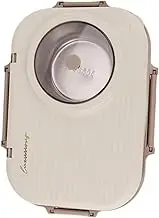 Bento Lunch Box with Soup Bowl, Spoon Stick,900ml 3-Compartment 304 Stainless Steel Thermal Insulation Camera Lunch Container, Leakproof, Reusable Lunch Container Lunch Box (Off-White)