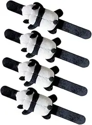 Kisangel 4pcs Plush Panda Slap Bracelets for Cute Animal Wristbands for Parties Festivals Playtime Soft Gentle Skin for Boys
