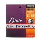 Elixir Acoustic Guitar Strings NANOWEB Phosphor Bronze Custom Light .011-.052 #1