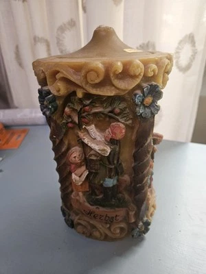 Vintage German Johann Gunter Four Seasons Candle Hand Carved Painted 9"X16" New