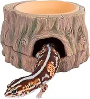3-in-1 Reptile Hide Cave with Detachable Base & Humidity Dish - Essential Tank Decor for Small Reptiles, Crested Geckos, Leopard Geckos, Lizards, Snakes, and Crabs