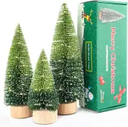 Mini Christmas Tree, Small Pine Tree with Wooden Bases for Xmas Grassgreen 3pcs
