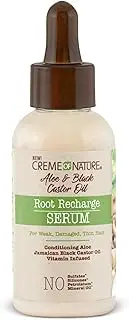 Creme of NatureRoot Recharge Serum, Aloe & Black Castor Oil Formula, for Weak, Damaged, Thin Hair, 1.7 Oz