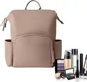 Leather Diaper Bag Backpack, Water Resistant Travel Kids Pouch, 16.14x13.78x7.87 inches Stylish PU Leather Mommy Daypack for Parents, Spacious and Multi Functional Baby Care Bag, Khaki, Refer to