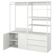 PLATSA wardrobe with 2 doors+3 drawers, white/Fonnes white, 160x42x181 cm