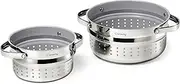 [Caraway] Steamer Duo - Stainless Steel Steamer with Handles - Non Stick, Non Toxic Coating - Steam Veggies, Seafood, and More - Compatible With Our Dutch Oven or Sauce Pan