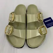 Birkenstock New w/ Box Arizona Big Buckle High Shine Ecru Leather Patent Narrow