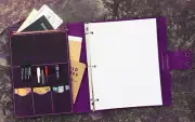 A4 loose leaf Writing note Notebook Retro Diary Notepad cow leather purple Q403