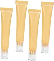 Ipetboom 4pcs Refillable Eye Cream Squeeze Tubes with Roller Applicator for Formulations Lightweight Gel Texture Travel Oil Roller Bottles Khaki for Skin Care