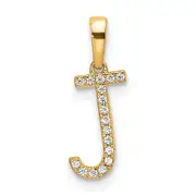 10K Yellow Gold 10K Diamond Letter J Initial Pendant