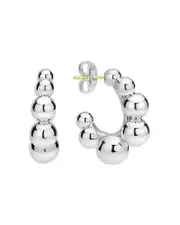 Lagos 18K Yellow Gold & Sterling Silver Caviar Bubbly Beaded Hoop Earrings