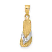 10k Yellow w/Rhodium & Rhodium CZ Flip Flop Charm