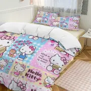 v851 Hello Kitty 3-Piece Twin Bed Set - Includes 1 Single Comforter And 2 Pillowcases Bedding - Fade Resistant Microfiber - Hello Kitty io851