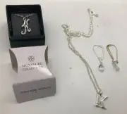 Avon Jewelry Script Initial Necklace K & K Necklace And Earring Set
