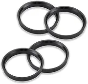 Pack-4 Car Tire Hub Center Ring, 2.87"/73.1mm-2.36"/60.1mm Hub Variation Ring Modification Accessories, Plastic Shock Absorption Shaft Collar Adapter Ring, Universal for Most Cars (Black)
