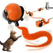 Smart Interactive Cat Toy Ball, Automatic Moving Ball for Cat Dog Toy Ball, Self Rolling Smart Cat Toy Ball Interactive Cat Toys with Tail (Orange)