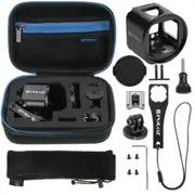 14 in 1 CNC Aluminum Cage Combo Kits with EVA Case (Metal Wrench + Lens Cap + Screws + Tripod Adapter + Adapter Base + Storage Bag) for GoPro HERO5 Session / 4 Session / Session