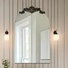Classic Baroque Mirror Ornate Arched Accent Mirror with Exquisite Embossed Edge