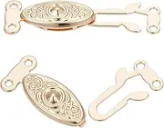 GOMAKERER 5 Pcs Real 14K Gold Plated Filigree Necklace Clasp, 2 Loop Alloy Oval Fish Hook Clasp Horse Eye Jewelry Slide Clasp Bracelet Connector for Necklace Bracelet Chain Jewelry