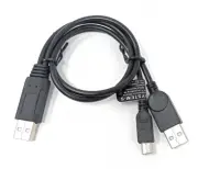 USB 2.0 Y Cable 25cm Type a Plug To Type A And Micro B Plug Adapter Black