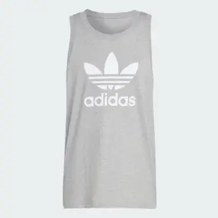 【adidas 愛迪達】背心 男款 運動背心 慢跑 三葉草 TREFOIL TANK 灰 IM2082