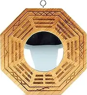 better us Feng Shui Wood Chinese Bagua Mirror 4 Inch Concave