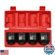 CASOMAN 1/2'' Drive Spindle Axle Nut Impact Socket Set, 6 Point, CR-MO,1-13/1