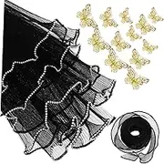 HOODANCOS 1 Set Flower Bouquet Wrapping Kit with Pearl Mesh Paper Ribbons Butterflies for Florists DIY Arrangements Versatile Floral Paper for Bouquets