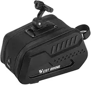 Bike Saddle Tube Bag Waterproof Bicycle Under Seats Bag, Large Capacity Cycling Storage Bag Quick Release Bicycle Accessories Black