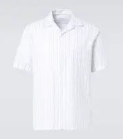 [McQueen] McQueen Striped cotton bowling shirt UK 16 white
