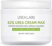 42% Urea Cream MAX w/Aloe Vera & Tea Tree Oil, 4 Oz Highest Potency Foot Cream, Corn & Callus Remover. Moisturizes & Re-hydrates Rough, Cracked, Dead & Dry Skin on Feet, Elbows and Hands