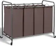 Laundry Sorter, 4 Section, Laundry Hamper with Wheels, Eco-Friendly, Portable, R