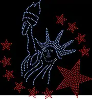 Rhinestone Bling Sparkle Iron On Transfer DIY Statue of Liberty Colors