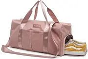 [Yugefom] Dry Wet Separated Gym Bag, Sport Gym Duffle Holdall Bag Training Handbag Yoga Bag Travel Overnight Weekend Shoulder Tote Bag with Shoes Compartment for Man and Women