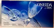 Oneida Capri Collection Lucia Crystal Wine Goblet Glass 9 oz Italy Set of 4 New
