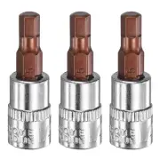 3pcs H5 Hex Bit Socket 1/4" Square Drive Metric Extension Impact Bit, Red
