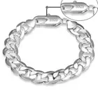 Hip Hop Style 6-8mm 8 inches 925 Silver Flat Side Cuban Link Chain Bracelet