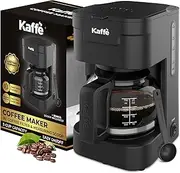 Kaffe Coffee Maker (25oz / 750ml) - Keep Hot Function, Sneak-a-cup & Washable, Removable Basket Filter - Compatible w/Size 2 Filters for Pour Over Coffee - Easy-View Water Tank - Matte Black