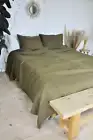 Dark olive linen flat sheet / 1 Flat sheet / Softened linen sheet / Stonewashed