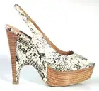 STEVE MADDEN Luxe 9.5 open-toe gray snake-print WEDGES heels shoes SEXY
