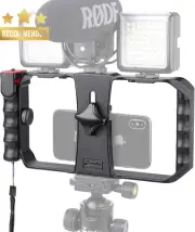 Smartphone Video Cage Rig Filmmaking Vlogging Tripod Mount Remote Shutter