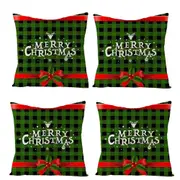 8Pcs Christmas Pillowcase Cotton Linen Throw Pillow Cover for Couch Home Decorations -Style 2