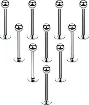 [Crrynuo] 10pcs Stainless Steel Lip Studs, 6mm Silver Helix Tragus Stud Piercing Jewellery, 16G Medusa Piercing Jewelry Conch Earrings, Women Men Cartilage Stud Bar Lip Studs, one size, Stainless Steel, 0