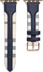 [YiGuoTech] Designer Watch Band Compatible with Apple Watch Band 49mm 45mm 44mm 42mm for Women and Men, Luxury Leather Strap Replacement Plaid Wristband for Apple Watch Ultra and iWatch 9 8 7 6 5 4 3 2 1 SE