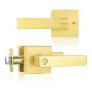 Satin Brass High Quality Door Handles Lock, Keyless Doorknob Levers Brand New