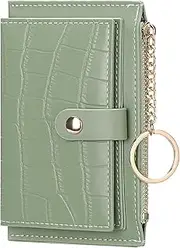 [GOIACII] Women's Wallet Slim Wallet RFID Blocking Credit Card Holder for Ladies with Zipper Coin Pocket and Key Chain Green, Green