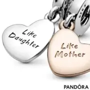 New 100% Genuine Pandora Mother & Daughter Heart Split Dangle Set #787783EN16