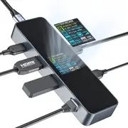 DOCKCASE Visual Smart USB C Hub (6-In-1) with HDMI Port 4K@60Hz, Gigabit Ethernet, USB-C and 2 USB-A 5Gbps Data Ports, 100W PD Power Delivery, for Macbook Air, Macbook Pro, XPS, and More